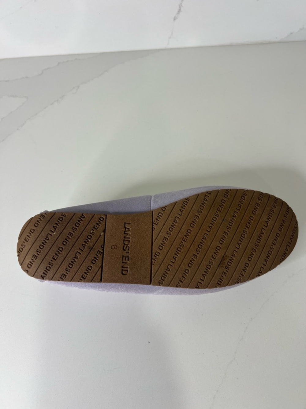 Lands End Lavender Suede Shearling Moccasin Slippers size 8 - Picture 9 of 9